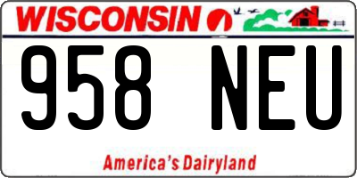 WI license plate 958NEU