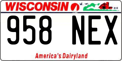 WI license plate 958NEX