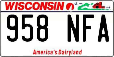 WI license plate 958NFA