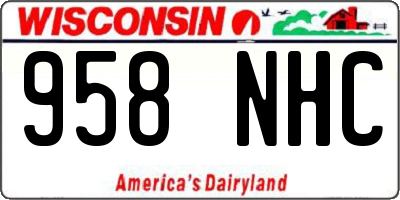 WI license plate 958NHC