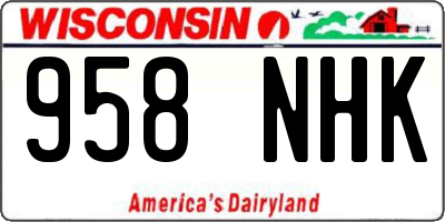 WI license plate 958NHK