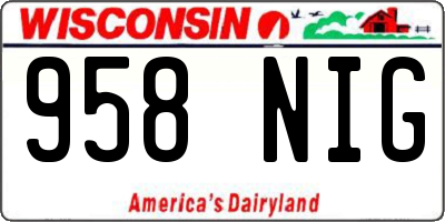 WI license plate 958NIG