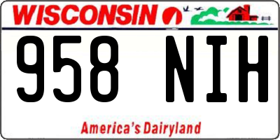 WI license plate 958NIH