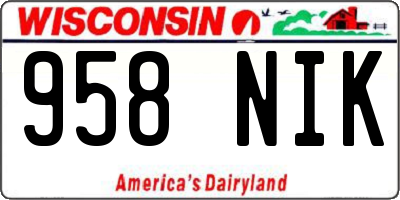 WI license plate 958NIK