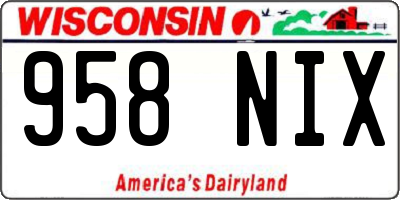 WI license plate 958NIX