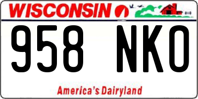 WI license plate 958NKO