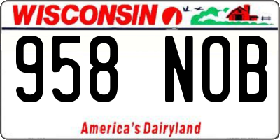 WI license plate 958NOB