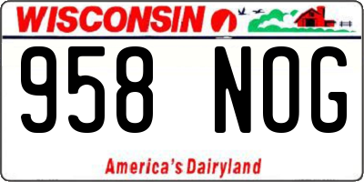 WI license plate 958NOG