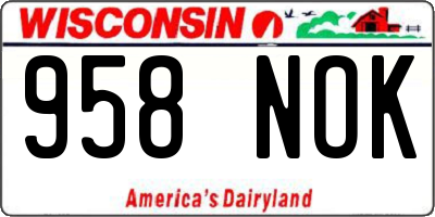 WI license plate 958NOK