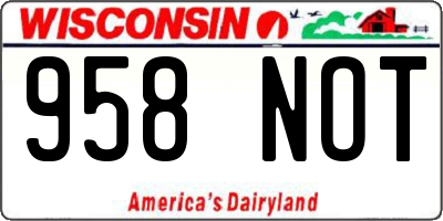 WI license plate 958NOT
