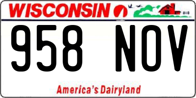 WI license plate 958NOV