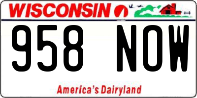 WI license plate 958NOW