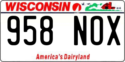WI license plate 958NOX