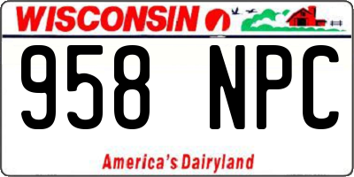 WI license plate 958NPC