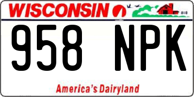WI license plate 958NPK