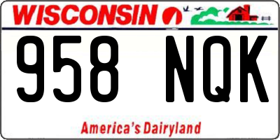 WI license plate 958NQK