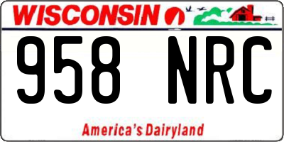WI license plate 958NRC