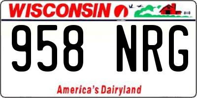 WI license plate 958NRG