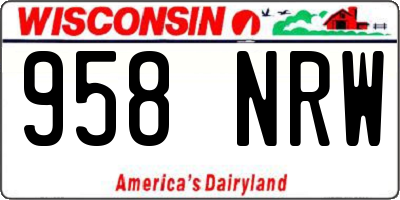 WI license plate 958NRW
