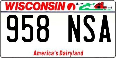 WI license plate 958NSA