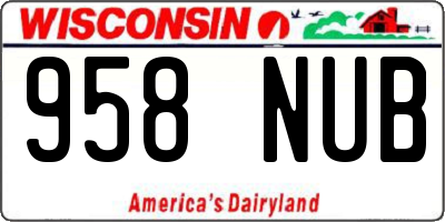 WI license plate 958NUB