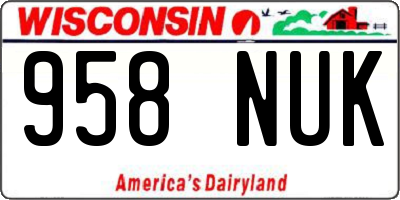 WI license plate 958NUK