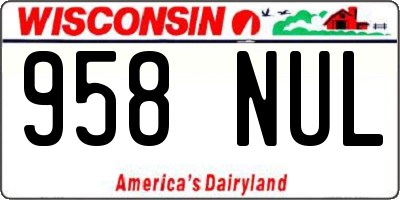 WI license plate 958NUL