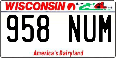 WI license plate 958NUM