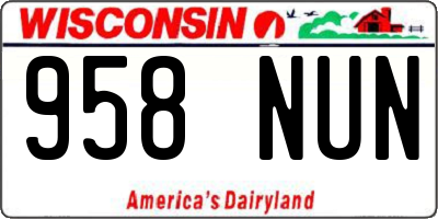 WI license plate 958NUN