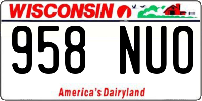 WI license plate 958NUO