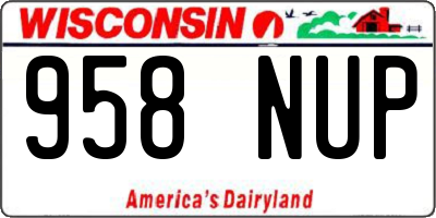 WI license plate 958NUP