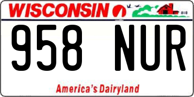 WI license plate 958NUR