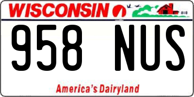WI license plate 958NUS