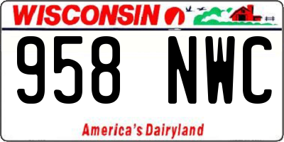 WI license plate 958NWC