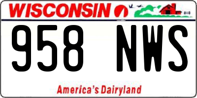 WI license plate 958NWS