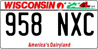 WI license plate 958NXC