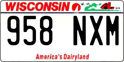 WI license plate 958NXM