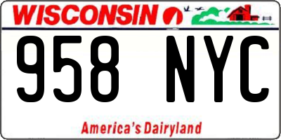 WI license plate 958NYC