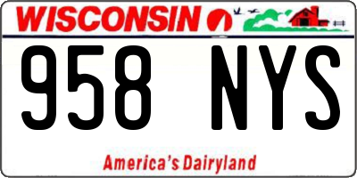 WI license plate 958NYS
