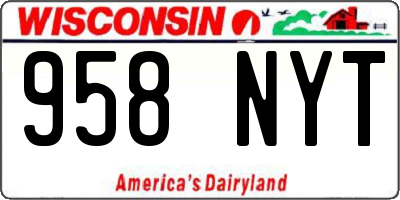 WI license plate 958NYT