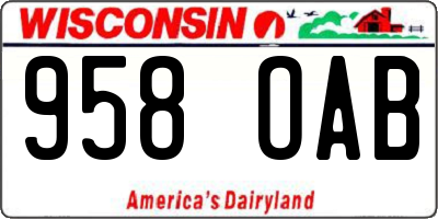 WI license plate 958OAB