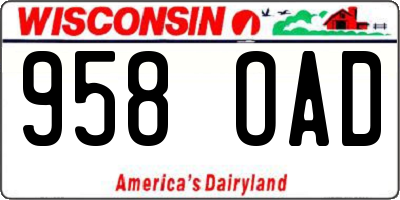 WI license plate 958OAD