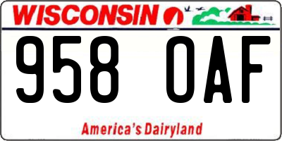 WI license plate 958OAF