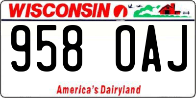 WI license plate 958OAJ