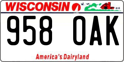 WI license plate 958OAK