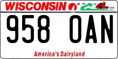 WI license plate 958OAN