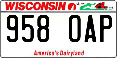 WI license plate 958OAP