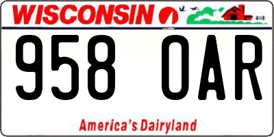 WI license plate 958OAR