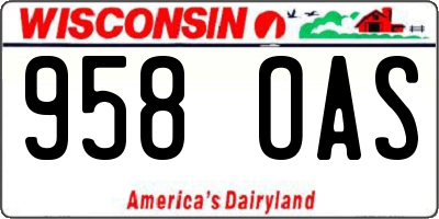WI license plate 958OAS