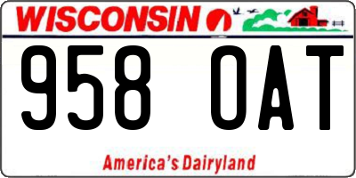 WI license plate 958OAT